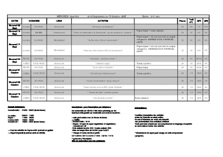 PLANNING mercredi sept oct berne 25